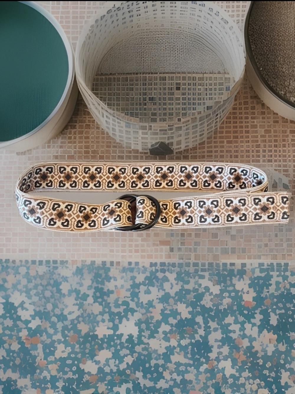 Punch USA Embroidered Fabric Belt Womens